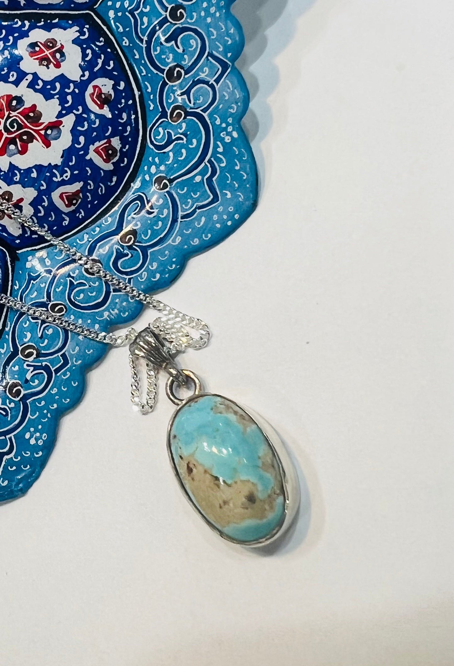 925 STERLING SILVER PENDANT WITH PERSIAN TORQUOISE