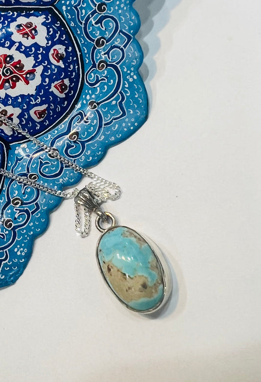 925 STERLING SILVER PENDANT WITH PERSIAN TORQUOISE