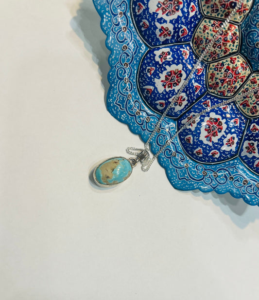 925 STERLING SILVER PENDANT WITH PERSIAN TORQUOISE